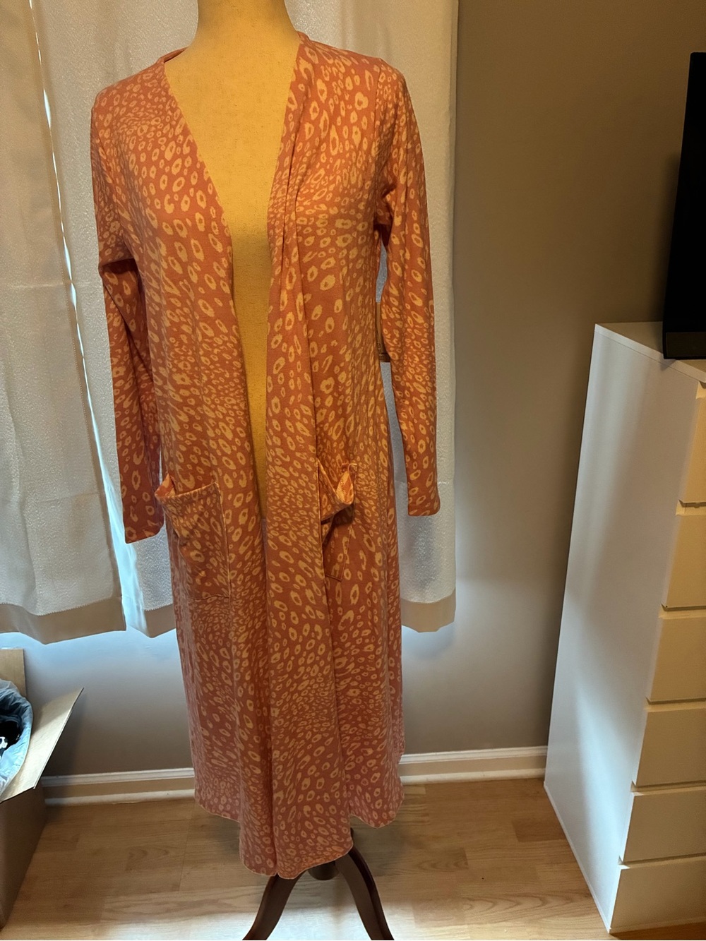 LuLaRoe Pink and Cream Leopard Print Long Cardigan